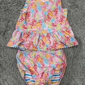 Mud pie reversible girls floral Bathing suit
